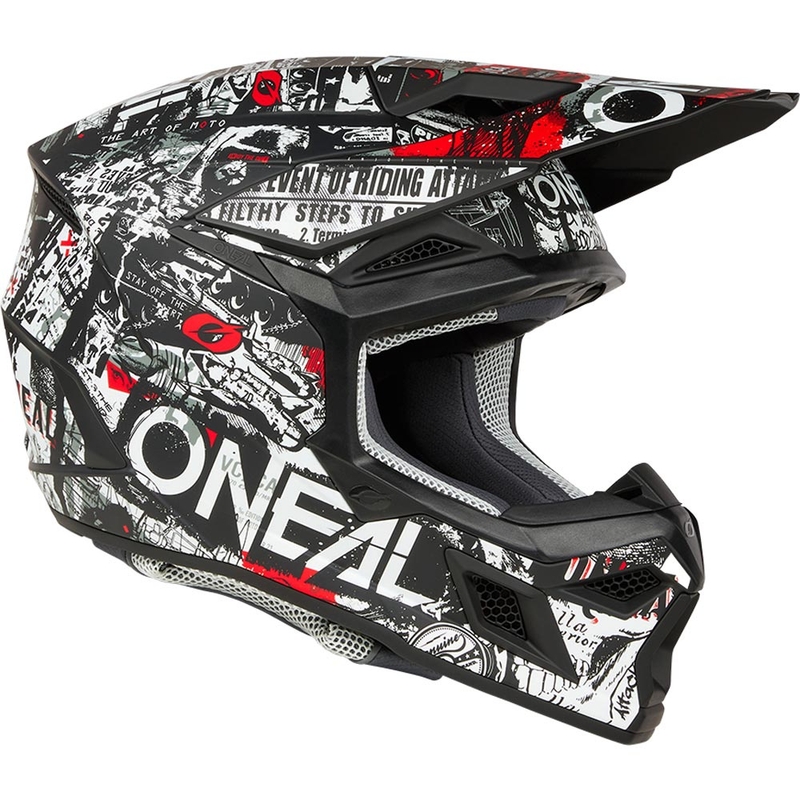 Motocross hjelm O'Neal 3SRS Attack mat sort-hvid