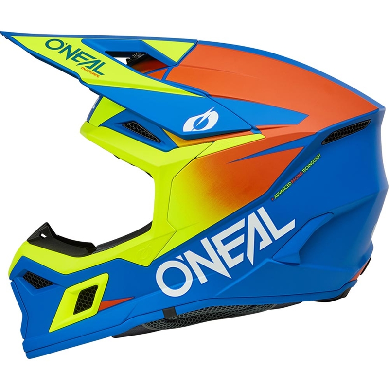 Motocross hjelm O´Neal 3SRS Solid mat blå-fluo gul