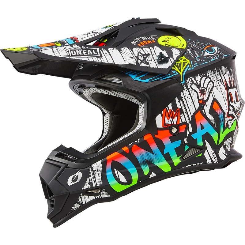 Motocross hjelm O´Neal 2SRS Rancid mat sort-hvid