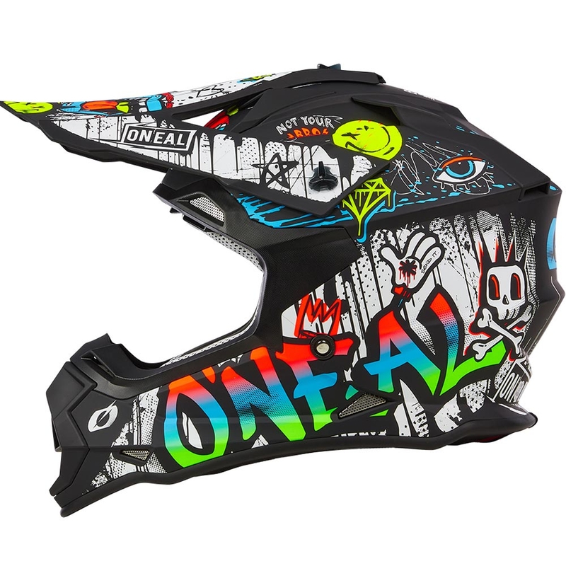 Motocross hjelm O´Neal 2SRS Rancid mat sort-hvid