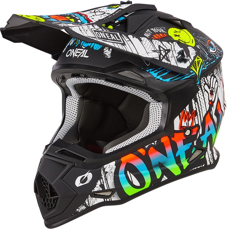 Motocross hjelm O´Neal 2SRS Rancid mat sort-hvid