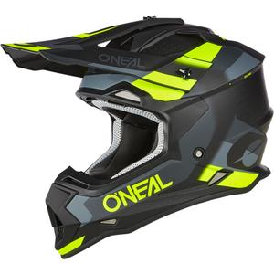 Motocross hjelm O´Neal 2SRS Spyde mat sort-grå-fluo gul