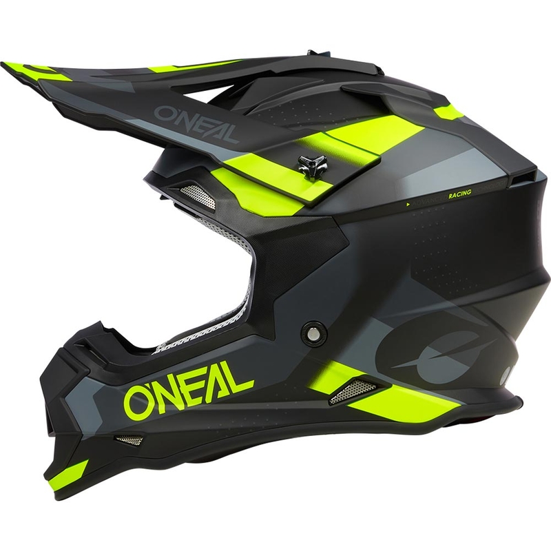 Motocross hjelm O´Neal 2SRS Spyde mat sort-grå-fluo gul