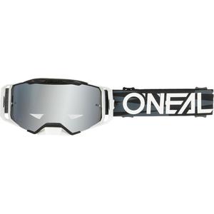 Motocrossbriller O´Neal B-33 Ictus sort-hvid (sølvspejlet plexiglas)