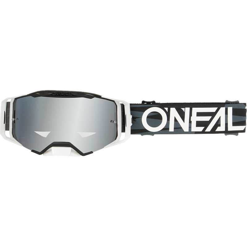 Motocrossbriller O´Neal B-33 Ictus sort-hvid (sølvspejlet plexiglas)