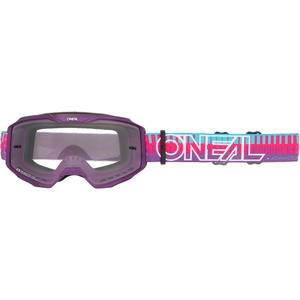 Motocross-briller O´Neal B-10 Stribet pink-lilla (klar plexiglas)