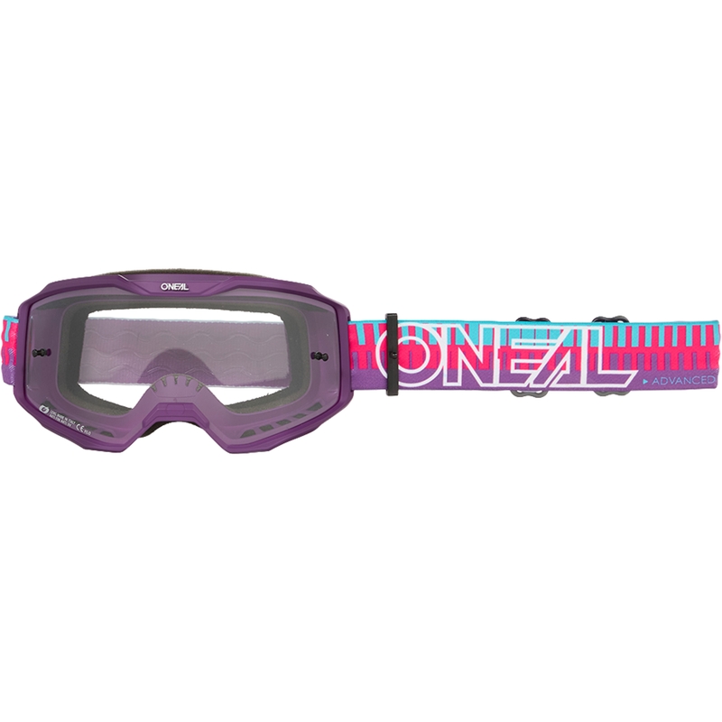 Motocross-briller O´Neal B-10 Stribet pink-lilla (klar plexiglas)