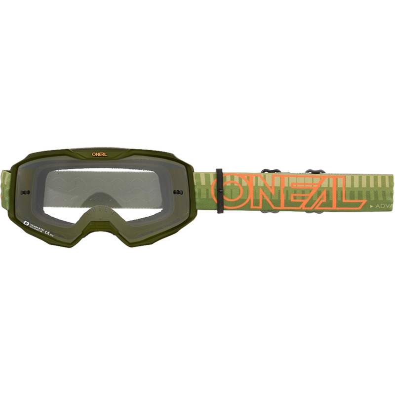 Motocross-briller O´Neal B-10 Stribet grøn-orange (klar plexiglas)