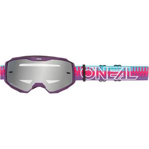 Motocross-briller O´Neal B-10 Stribet pink-lilla (spejl sølv plexiglas)