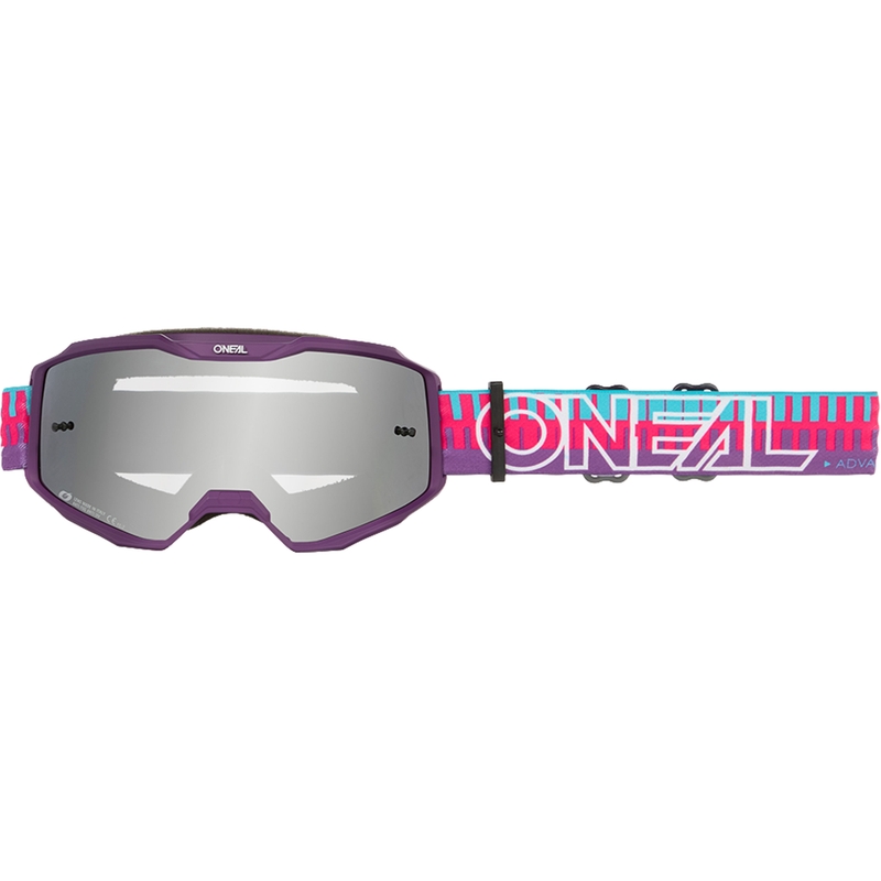 Motocross-briller O´Neal B-10 Stribet pink-lilla (spejl sølv plexiglas)