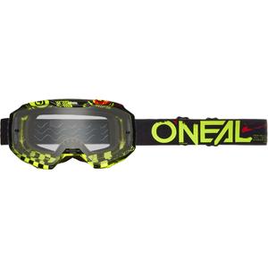 Motocross-briller O´Neal B-10 Attack sort-gul (klar plexiglas)