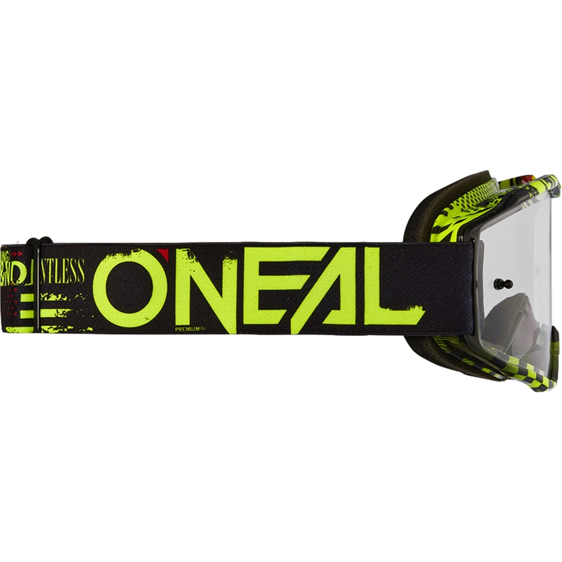 Motocross-briller O´Neal B-10 Attack sort-gul (klar plexiglas)