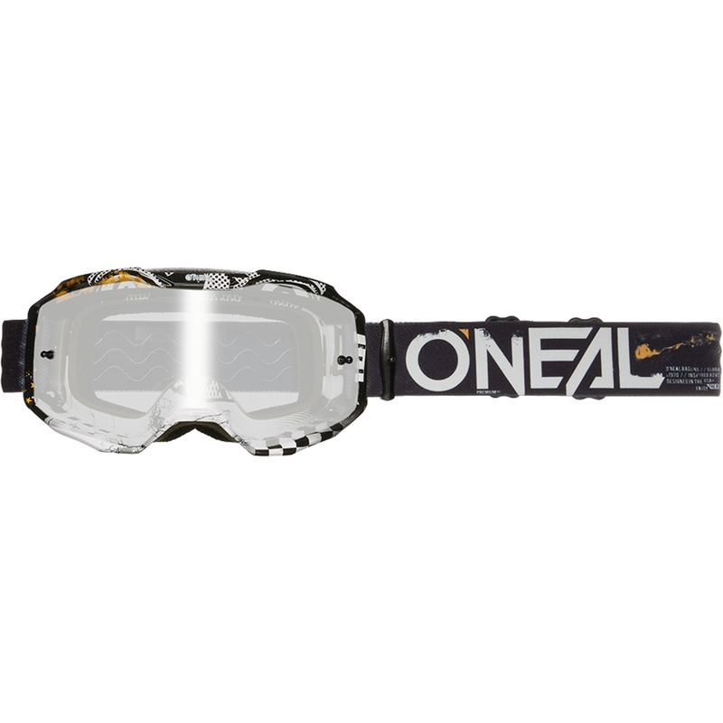 Motocrossbriller O´Neal B-10 Attack sort-hvid (spejl sølv plexiglas)