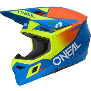 Børne motocrosshjelm O'Neal 3SRS Solid mat blå-fluo gul