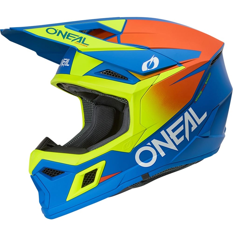 Børne motocrosshjelm O'Neal 3SRS Solid mat blå-fluo gul