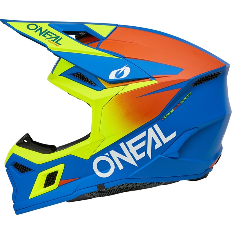 Børne motocrosshjelm O'Neal 3SRS Solid mat blå-fluo gul