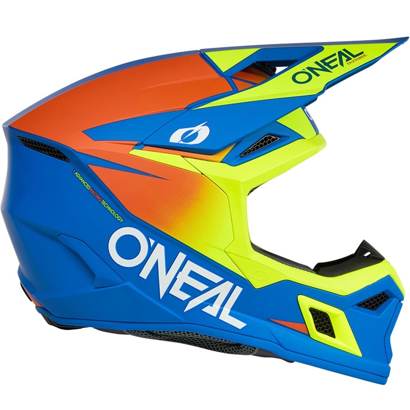 Børne motocrosshjelm O'Neal 3SRS Solid mat blå-fluo gul