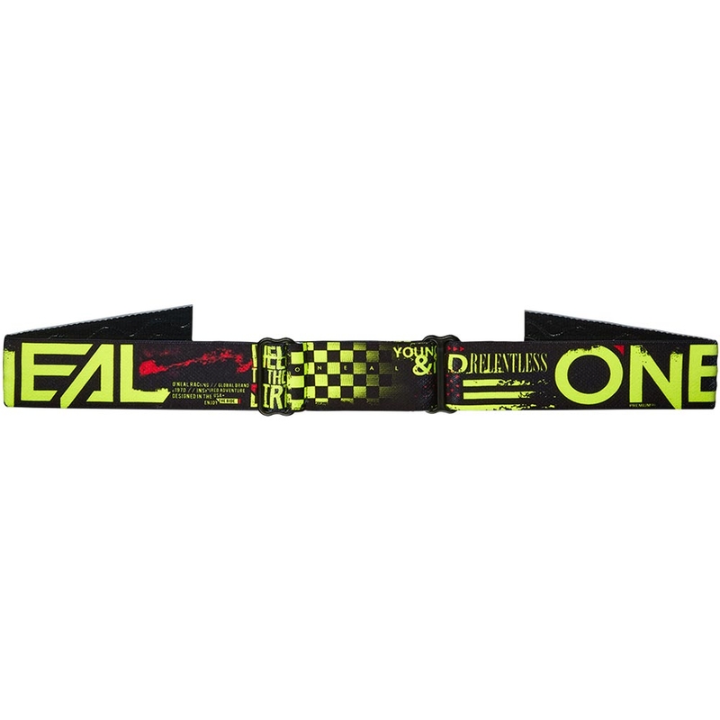 Børne motocrossbriller O'Neal B-10 Attack sort-fluo gul med iridiumblå plexiglas