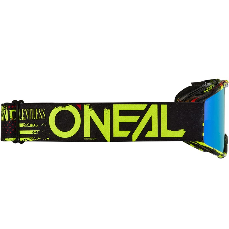 Børne motocrossbriller O'Neal B-10 Attack sort-fluo gul med iridiumblå plexiglas