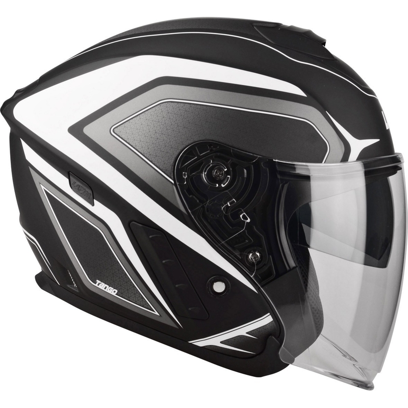 Åben motorcykelhjelm Lazer Tango Hexa sort og hvid