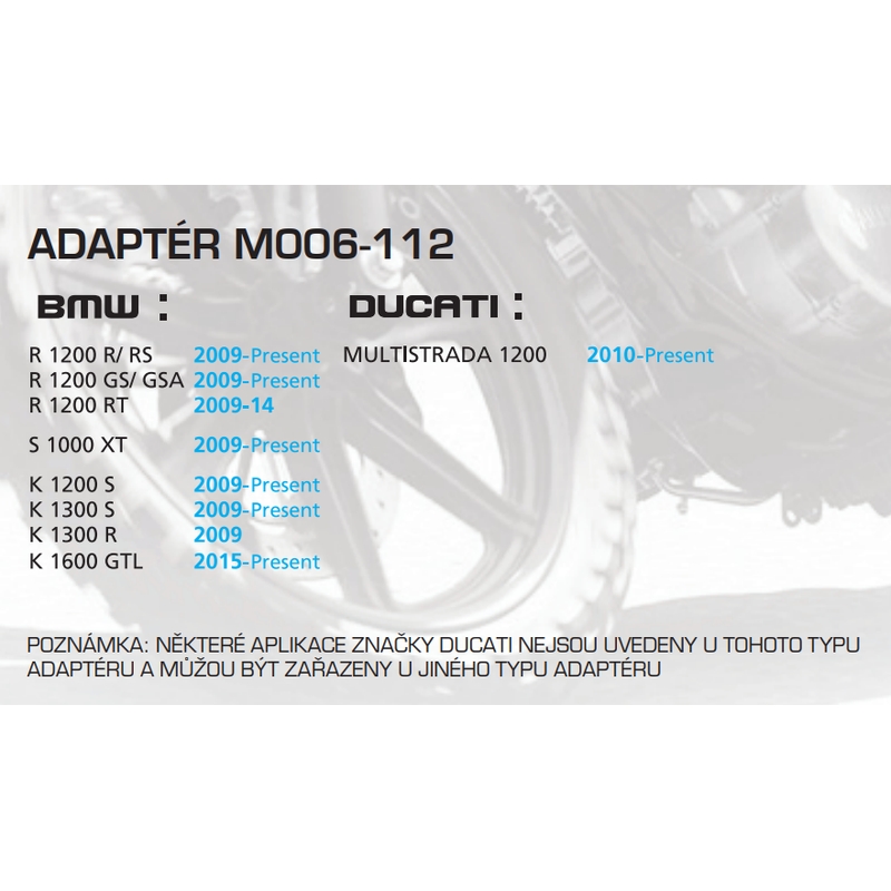 Adapter til Oxford-tanktasker - BMW, Ducati