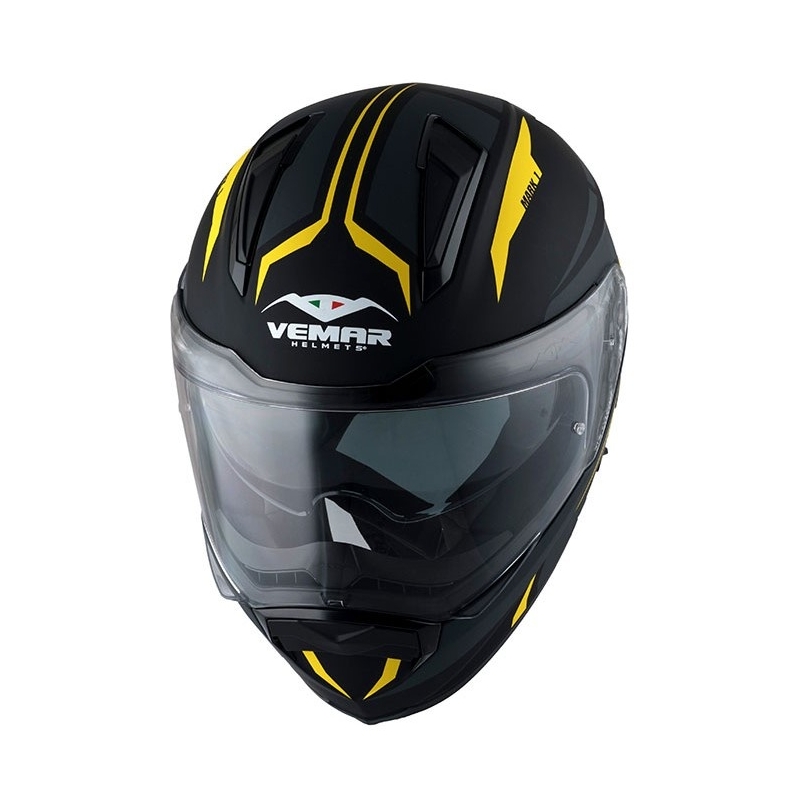 Integrální přilba Vemar Zephir Mark černá matná-šedá-fluo žlutá