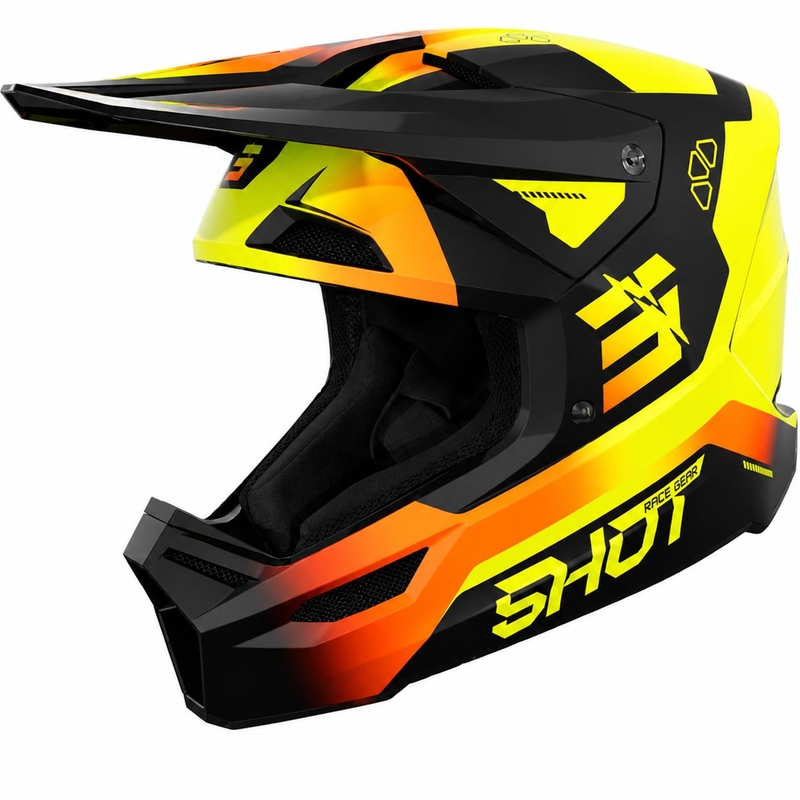 Shot Furious Rocket Børne Motocross Hjelm Skinnende Fluo Gul