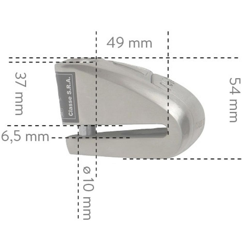Auvray B-Lock 10 bremseskivelås med 120 dB alarm, stål sølv