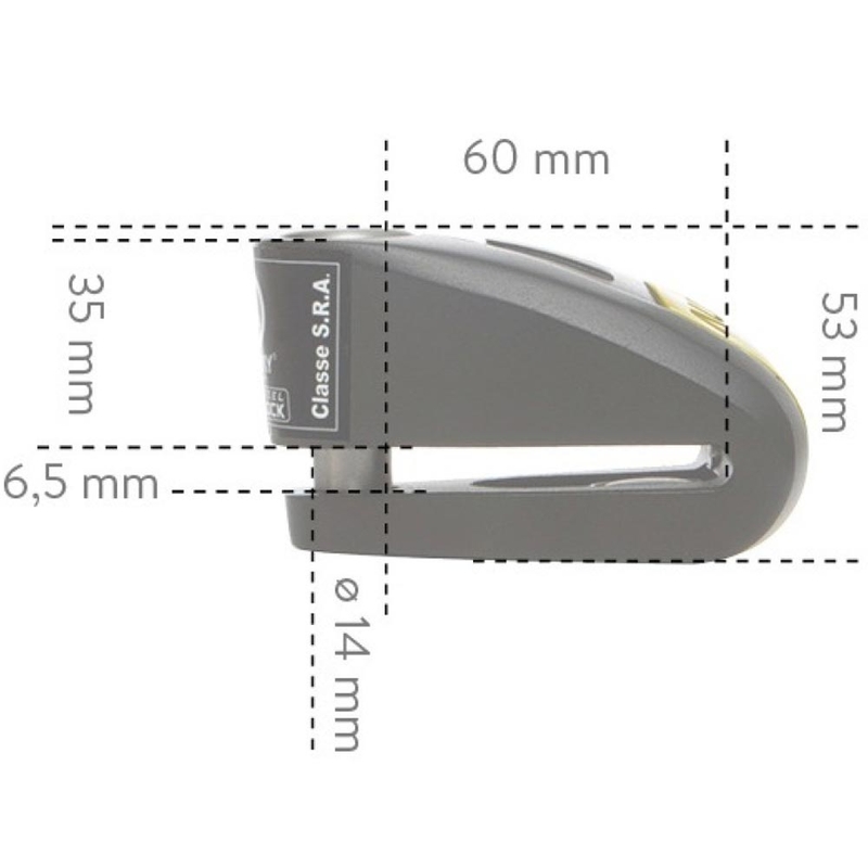 Auvray B-Lock 14 bremseskivelås med alarm, sort