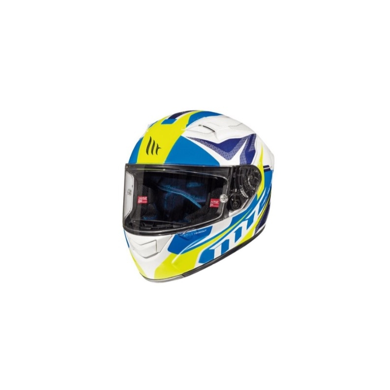 Integrální přilba na motorku MT Kre Lookout bílo-modro-fluo žlutá výprodej