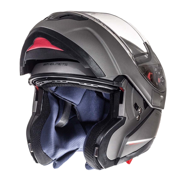 MT Atom motorcykelhjelm titanium udsalg