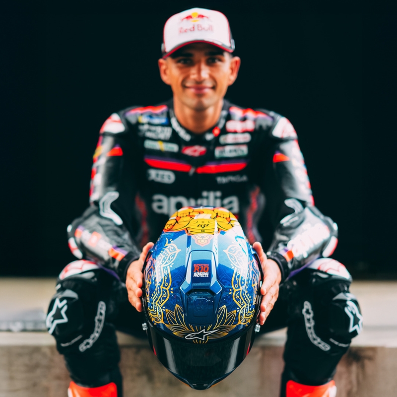 Integralhjelm Alpinestars Supertech R10 Marthainator limited edition JORGE MARTIN blå perle guld rød
