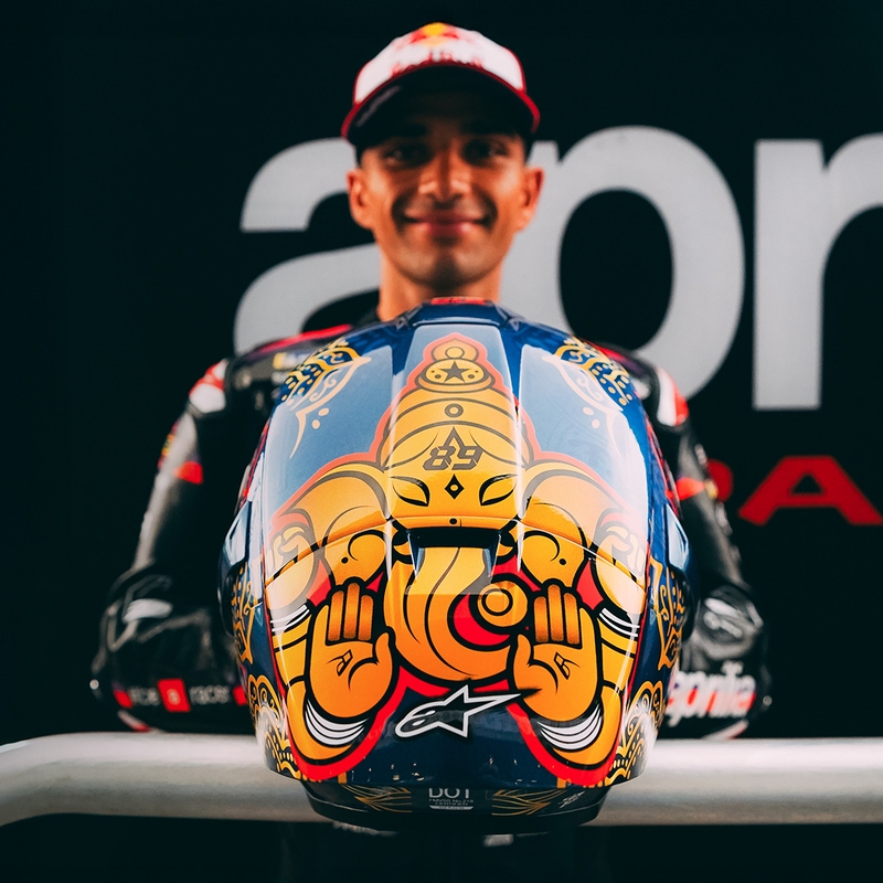 Integralhjelm Alpinestars Supertech R10 Marthainator limited edition JORGE MARTIN blå perle guld rød
