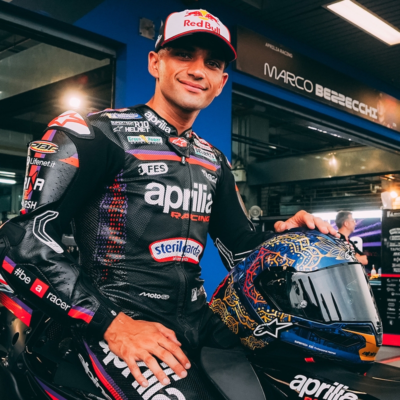 Integralhjelm Alpinestars Supertech R10 Marthainator limited edition JORGE MARTIN blå perle guld rød