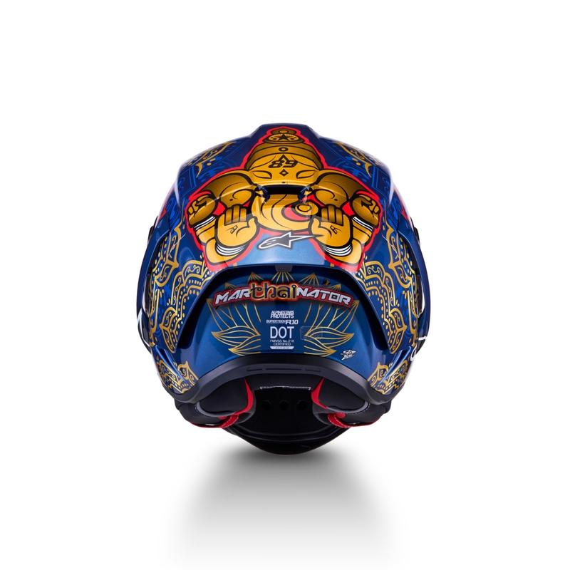 Integralhjelm Alpinestars Supertech R10 Marthainator limited edition JORGE MARTIN blå perle guld rød