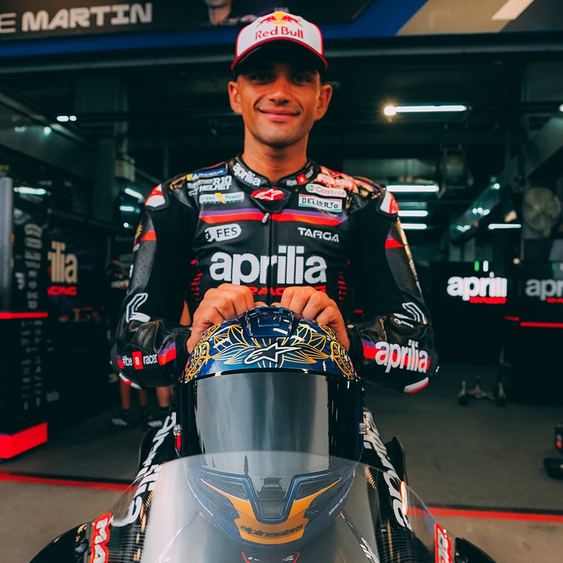 Integralhjelm Alpinestars Supertech R10 Marthainator limited edition JORGE MARTIN blå perle guld rød