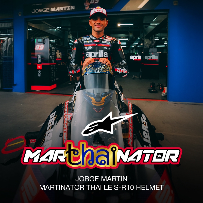 Integralhjelm Alpinestars Supertech R10 Marthainator limited edition JORGE MARTIN blå perle guld rød