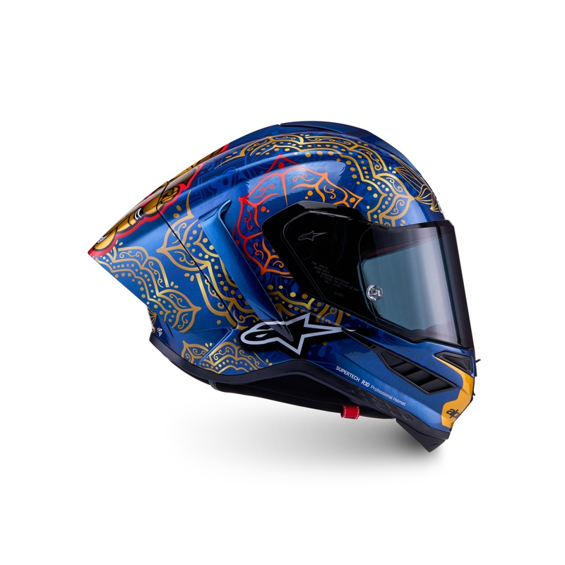 Integralhjelm Alpinestars Supertech R10 Marthainator limited edition JORGE MARTIN blå perle guld rød