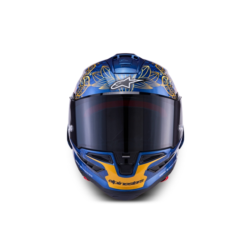 Integralhjelm Alpinestars Supertech R10 Marthainator limited edition JORGE MARTIN blå perle guld rød