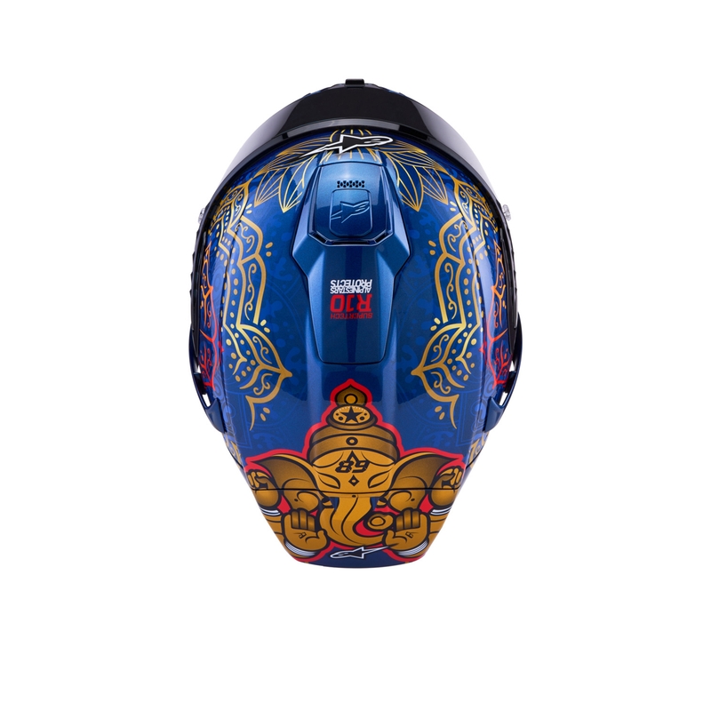 Integralhjelm Alpinestars Supertech R10 Marthainator limited edition JORGE MARTIN blå perle guld rød