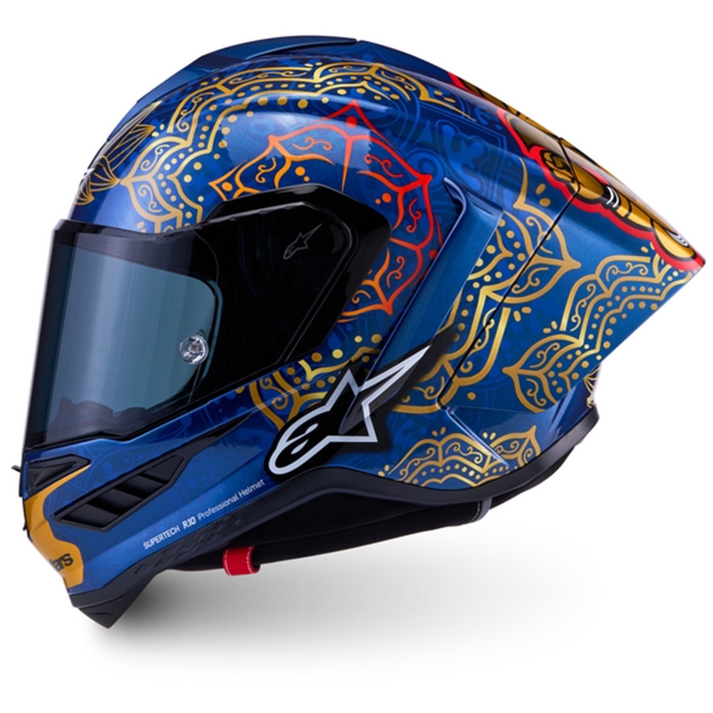 Integralhjelm Alpinestars Supertech R10 Marthainator limited edition JORGE MARTIN blå perle guld rød