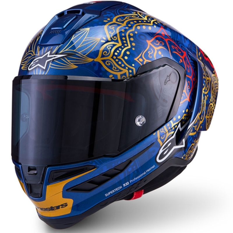 Integralhjelm Alpinestars Supertech R10 Marthainator limited edition JORGE MARTIN blå perle guld rød