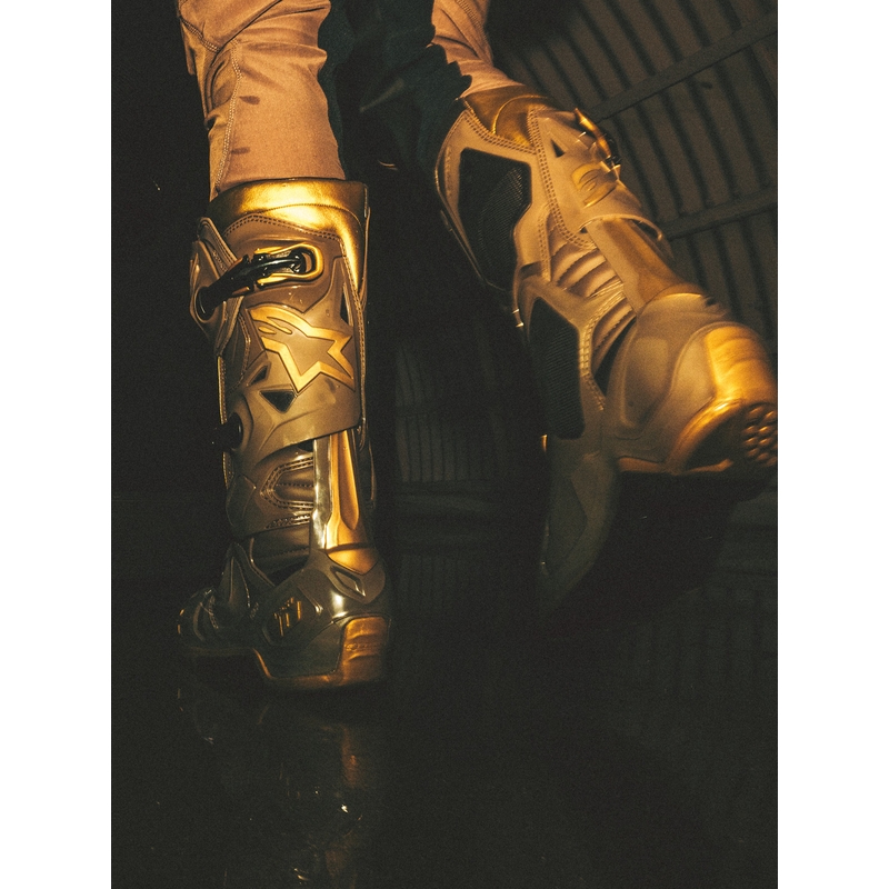 Motorcykelstøvler Alpinestars TECH 10 Limited Edition AIR GOLD, Brun/Guld