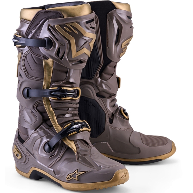 Motorcykelstøvler Alpinestars TECH 10 Limited Edition AIR GOLD, Brun/Guld
