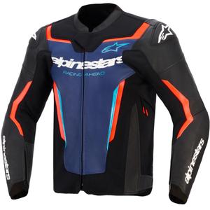 Alpinestars GP Force V2 lædermotorcykeljakke sort-blå-fluo rød
