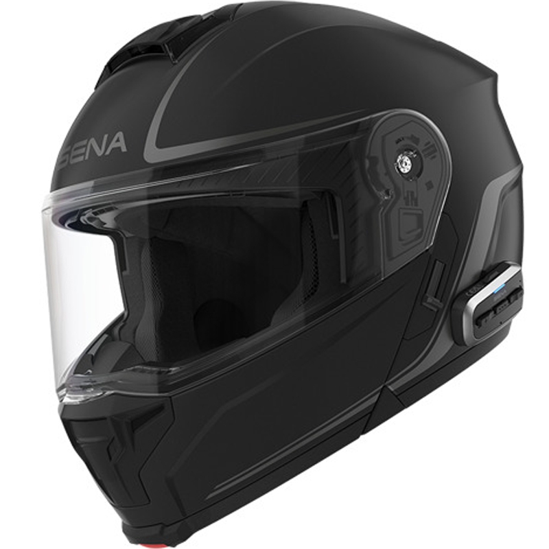 Flip-up motorcykelhjelm med headset SENA Outrush 2 matsort