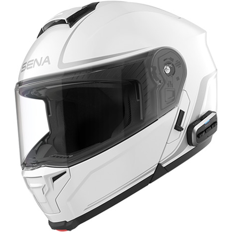 Flip-up motorcykelhjelm med headset SENA Outrush 2 hvid