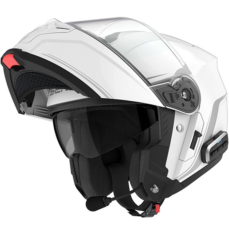 Flip-up motorcykelhjelm med headset SENA Outrush 2 hvid