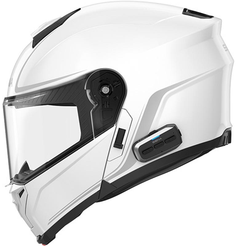 Flip-up motorcykelhjelm med headset SENA Outrush 2 hvid