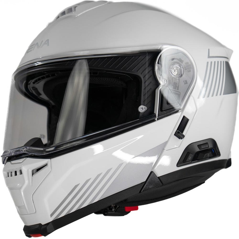 Flip-up motorcykelhjelm med headset SENA Specter hvid